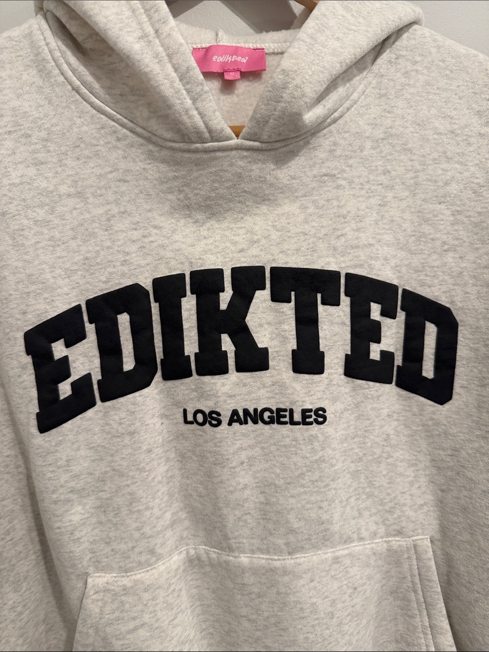 Edikted LA Cream Pullover Hoodie with Black Logo - Picture 5 of 6